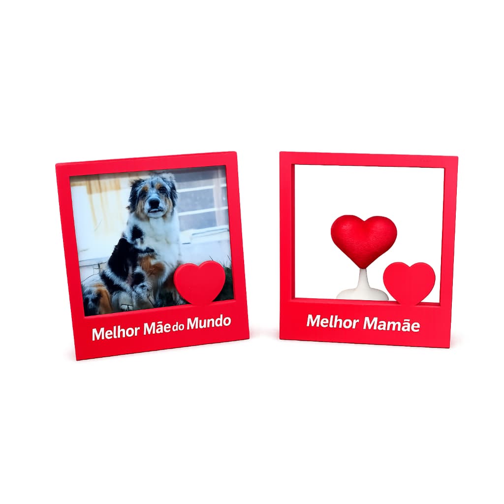 Porta Retrato Estilo Polaroid com Coração Presente Decorativo Dia das Mães