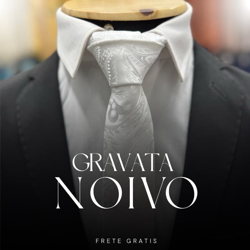 Gravata Social Branca Premium Noivo