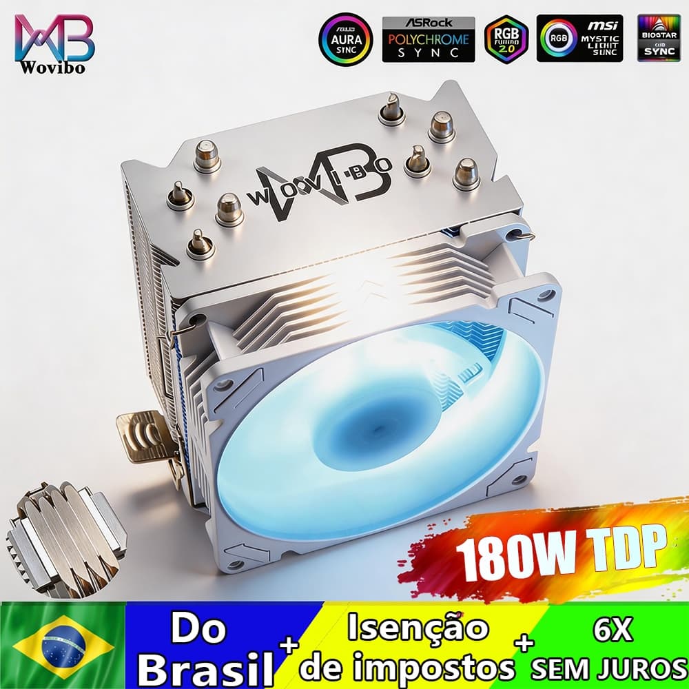 Ventilador Cooler Tubo 4 CPU Radiador CPU ARGB Intel 115x 1200 1700 2011 X79 X99 Amd Am4 Am5 4Pin