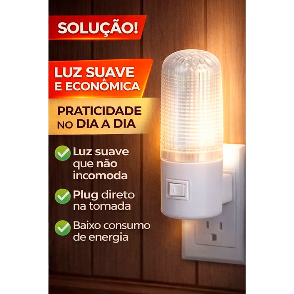 Luminária LED Noturna  Econômico Luz Suave Quarto Corredor Tomada Bivolt Abajur