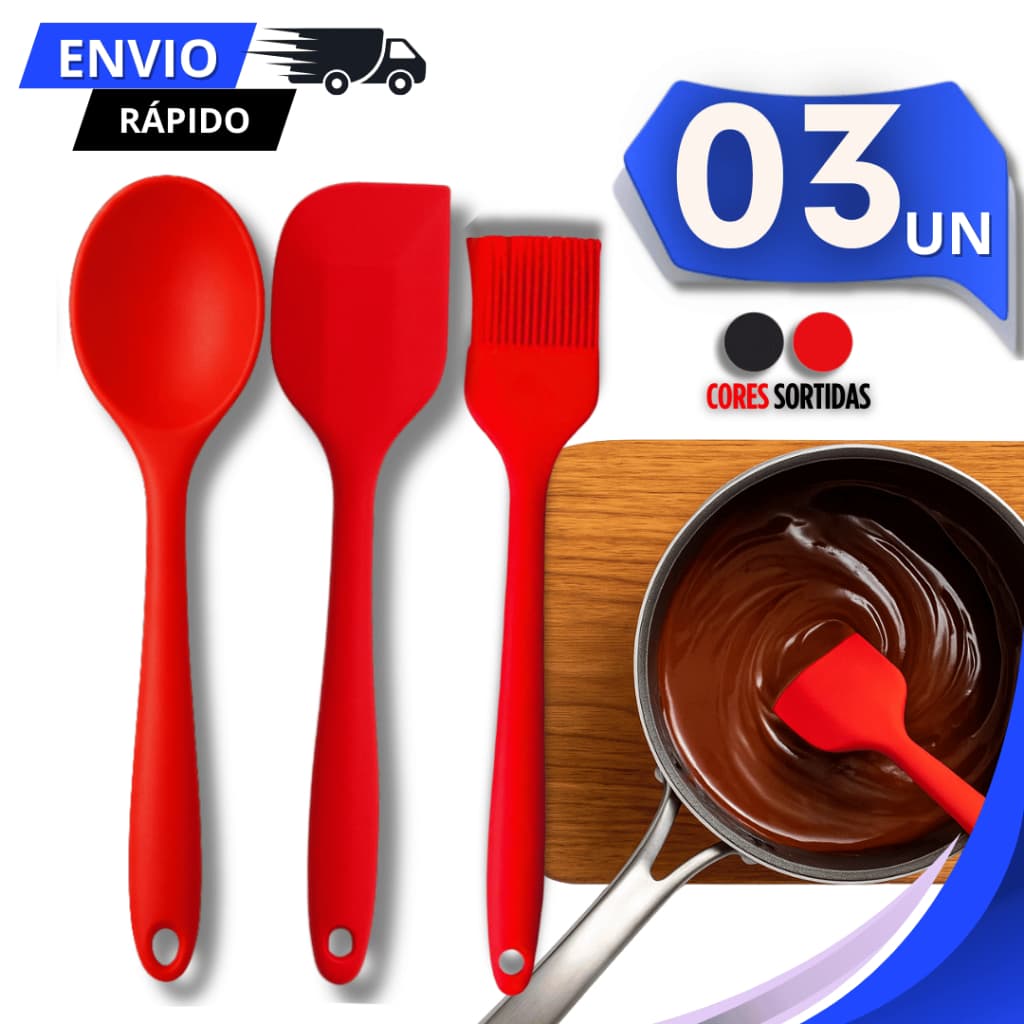 Utensílios Silicone Colher Servir Pincel E Espátula Reta Silicone Cozinha Resistente ao Calor