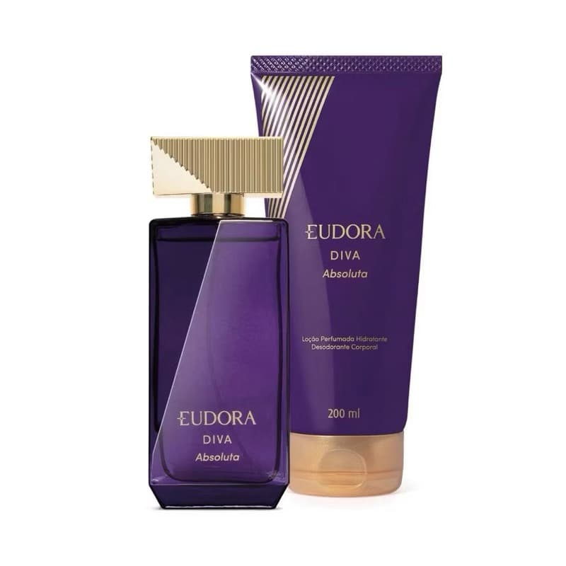 Combo Eudora Diva Absoluta Perfume + Creme Hidratante Feminino Completo Original + Bolsinha