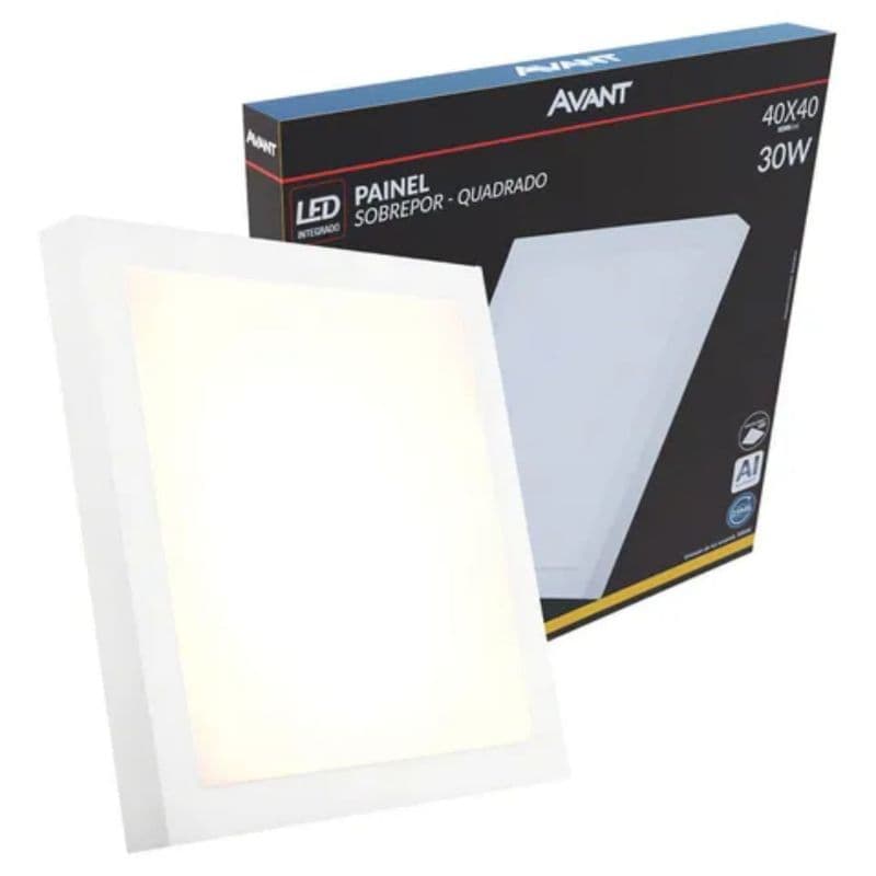 PAINEL LED AVANT SOBREPOR 110V/220V QUAD 40x40cm 30W (4000K e 3000k)