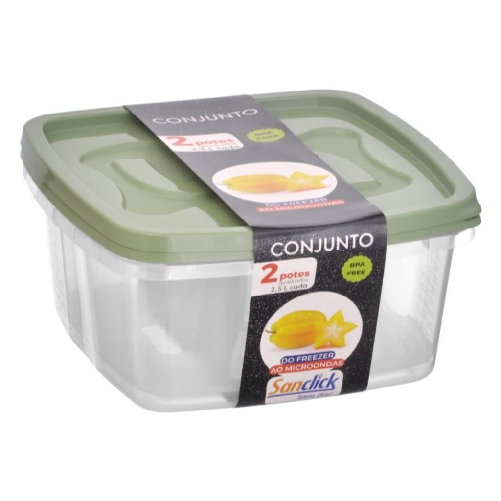 KIT 02 Potes Quadrados Graduados plásticos santana 2,5LTS 21051