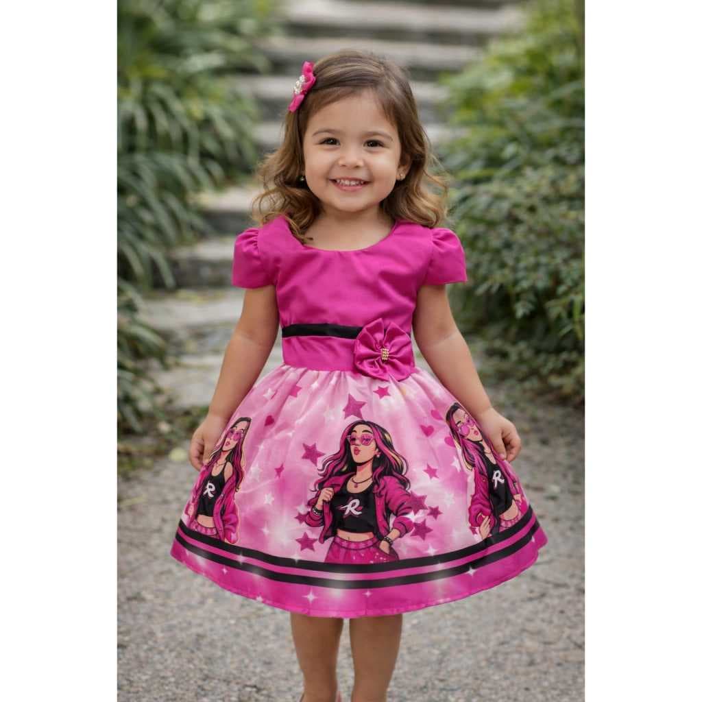 Vestido Temático Infantil Emilly Vick Aniversario e Festas.