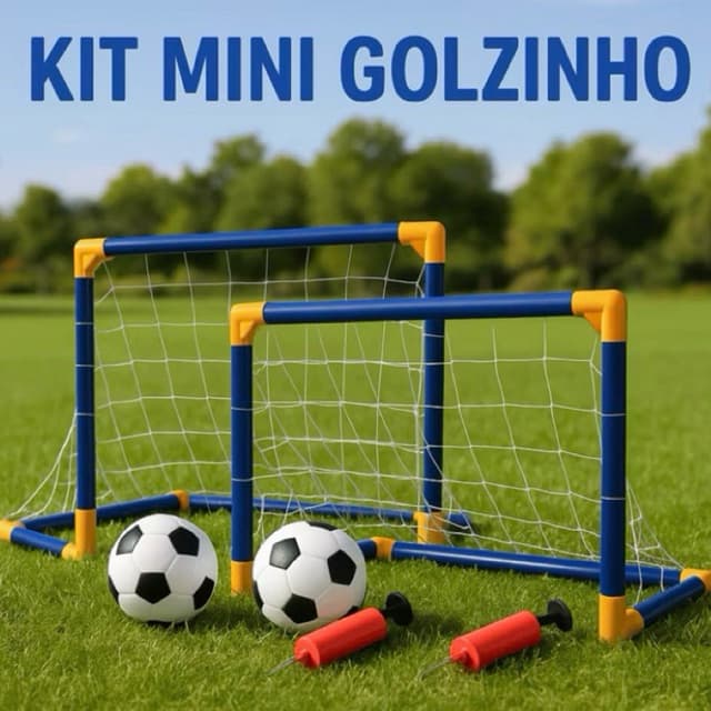 Kit 2 Traves Golzinho Infantil Completo Rede Bola Mini Gol Futebol Criança Fácil Montar