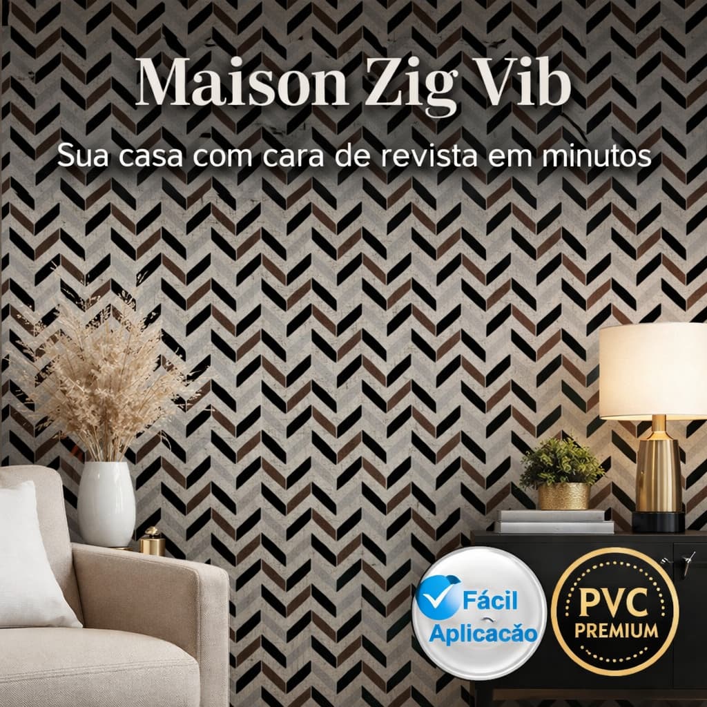 Papel Parede Adesivo PVC Textura Zig Zag 5 Metros Revestimento Facil Aplicacao Durabilidade Alta