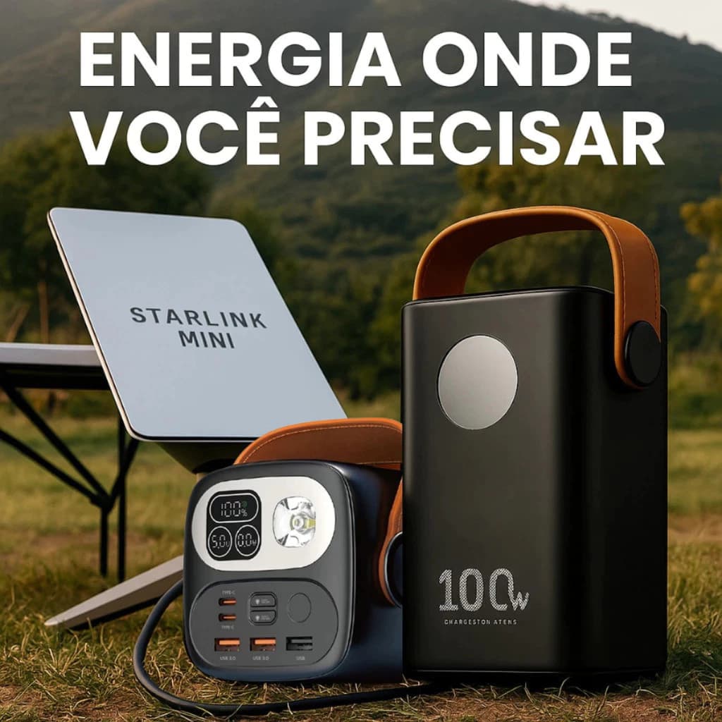 Carregador Portátil Power Bank Grande 60000mah Turbo 100W PD Rápido Para Mini Starlink Notebook Celulares