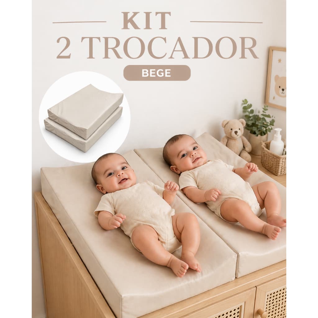 KIT 2 Unidades Trocador de Cômoda para Bebê Impermeável Bege