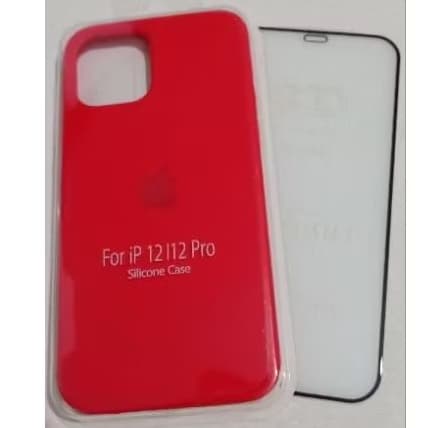 Kit Capinha Case Silicone para iPhone 12/12 pro + Película de vidro temperado 3D