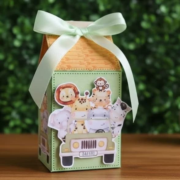 Kit de Lembrancinha Personalizado SAFARI BABY Caixa Milk/Caixa Pirâmide/ Festa/ Mimos/ Fazemos Todos os Temas
