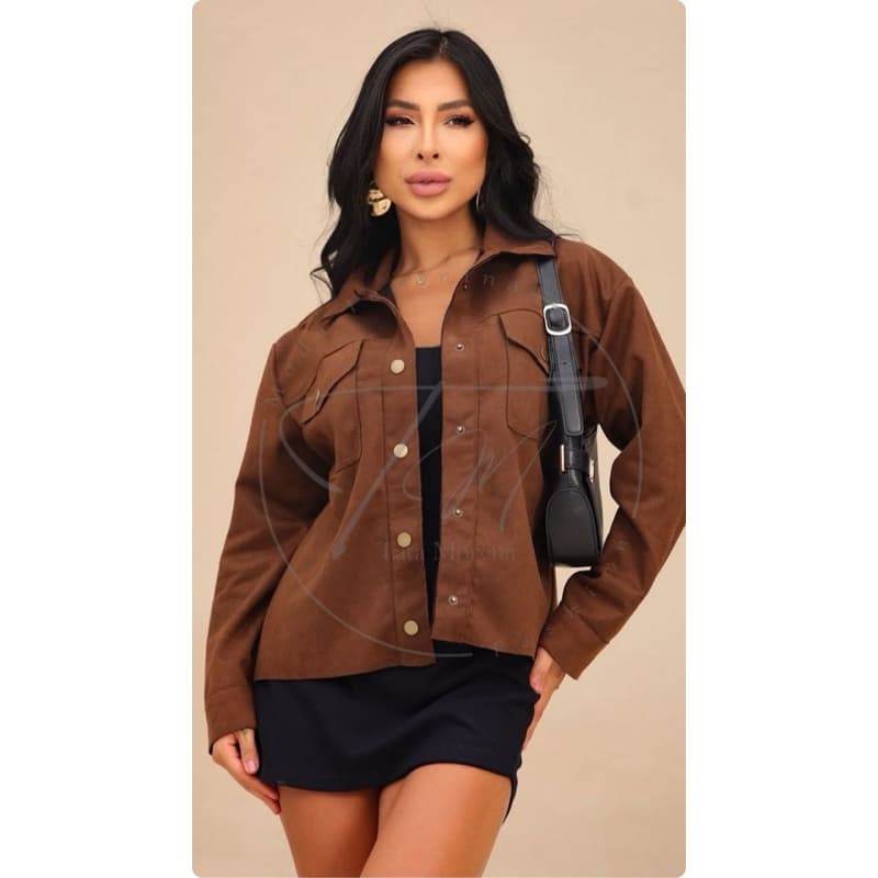 Jaqueta Feminina Suede Estilosa Confortável para Inverno