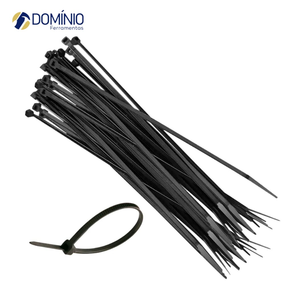 Abraçadeira de Nylon Enforca Gato Cinta Plástica 200 x 4,8mm Preto Ajax 100 Unidades