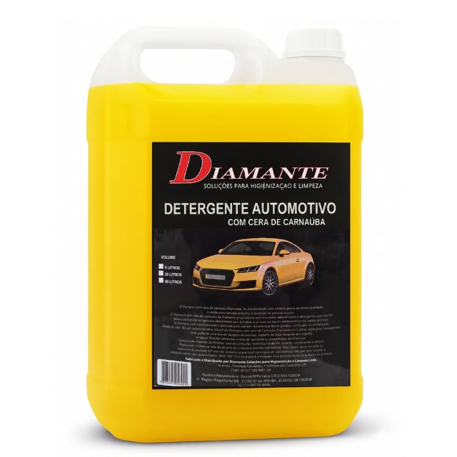 Shampoo automotivo com Cera de Carnaúba 5L – Diluição 1:15 – Alto Brilho