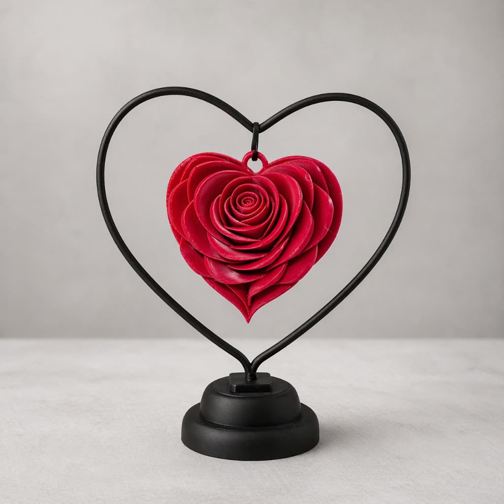 Rosa Decorativa Coração Presente Criativo Dia das Mães Elegante