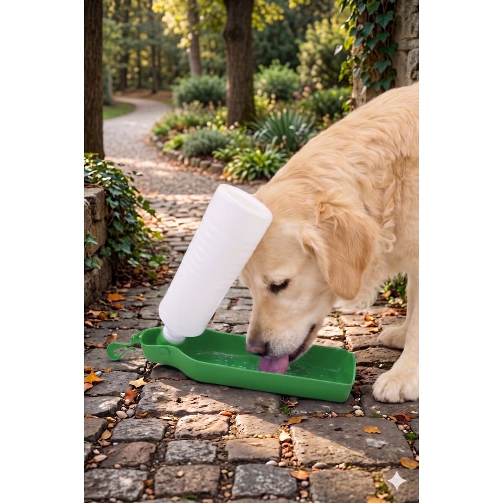 Garrafa Água Bebedouro 500ml Portátil Pet Cachorro Passeio Cor Verde