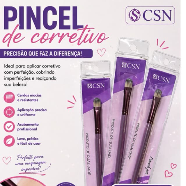 Pincel de Corretivo CSN Profissional – Aplicação Precisa e Acabamento Perfeito