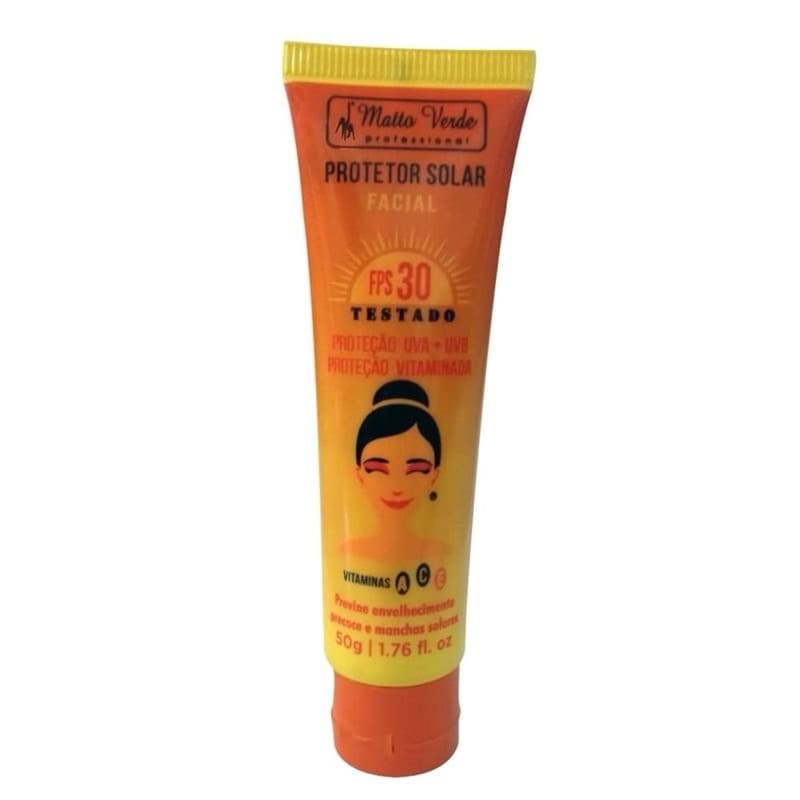 Matto Verde kit com 3 Protetor Solar Facial FPS 30 50g Vitamina E Proteção UV Hidratação Pele Saudável