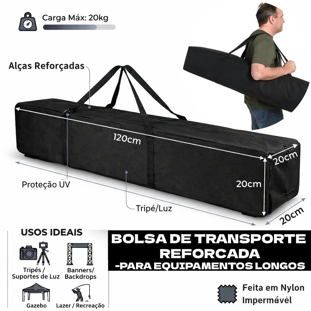 Bolsa Capa De transporte de Tenda sanfonada Gazebo P/Tripés Pedestal instrumental 1,20
