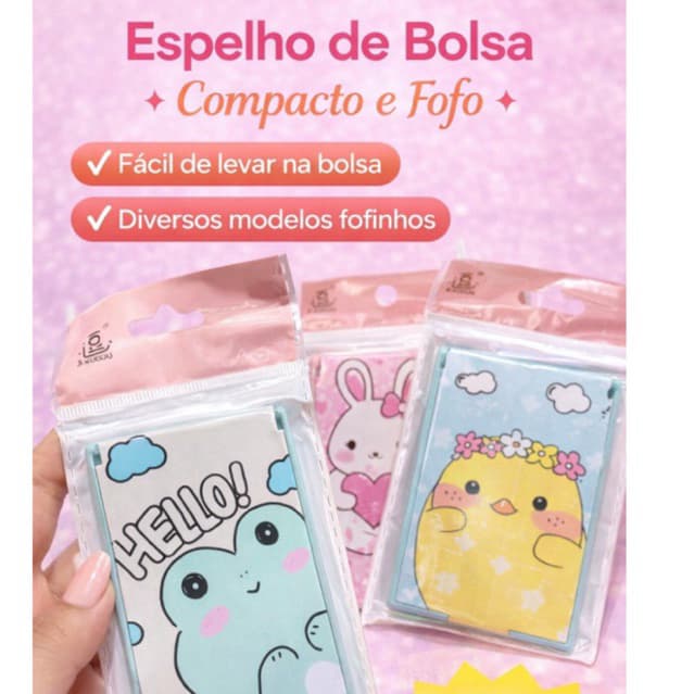 Espelho de Bolsa Fofo Compacto Portátil Diversos Modelos