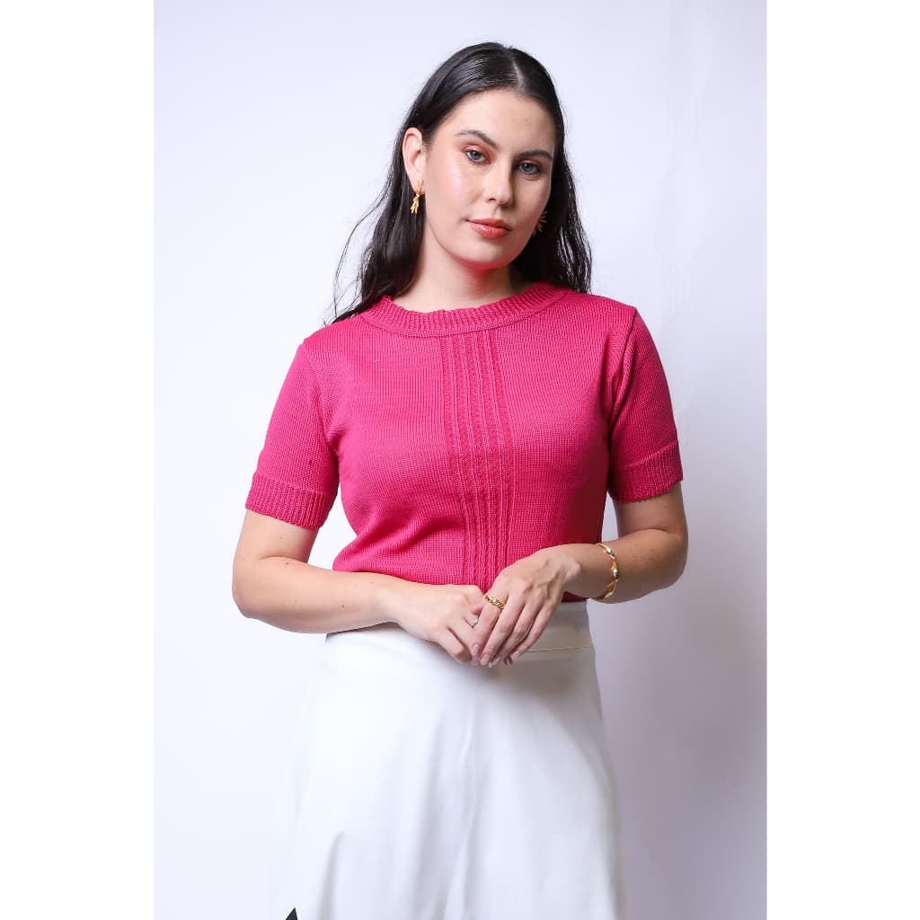 Blusa Feminina Estilosa Blusa Tricot Roupa Feminina Manga Curta Elegante Slim Premium Moda 2026