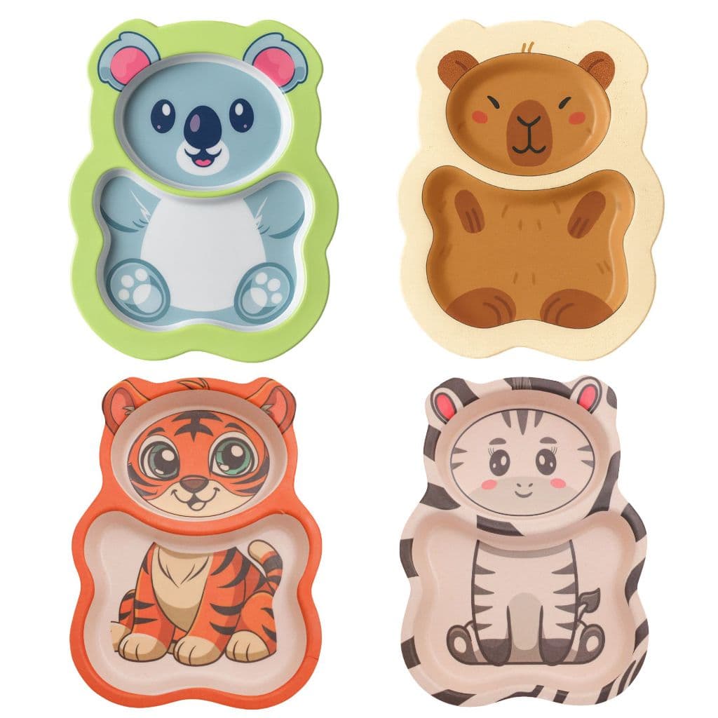 Prato com Divisória Infantil Refeição Eco-Friendly Mimo Style Fibra de Bambu