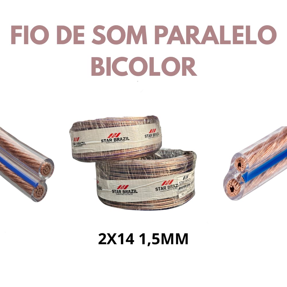 Cabo de Som Paralelo CRISTAL 2 vias 2x14 1,5mm 5/10/25 metros