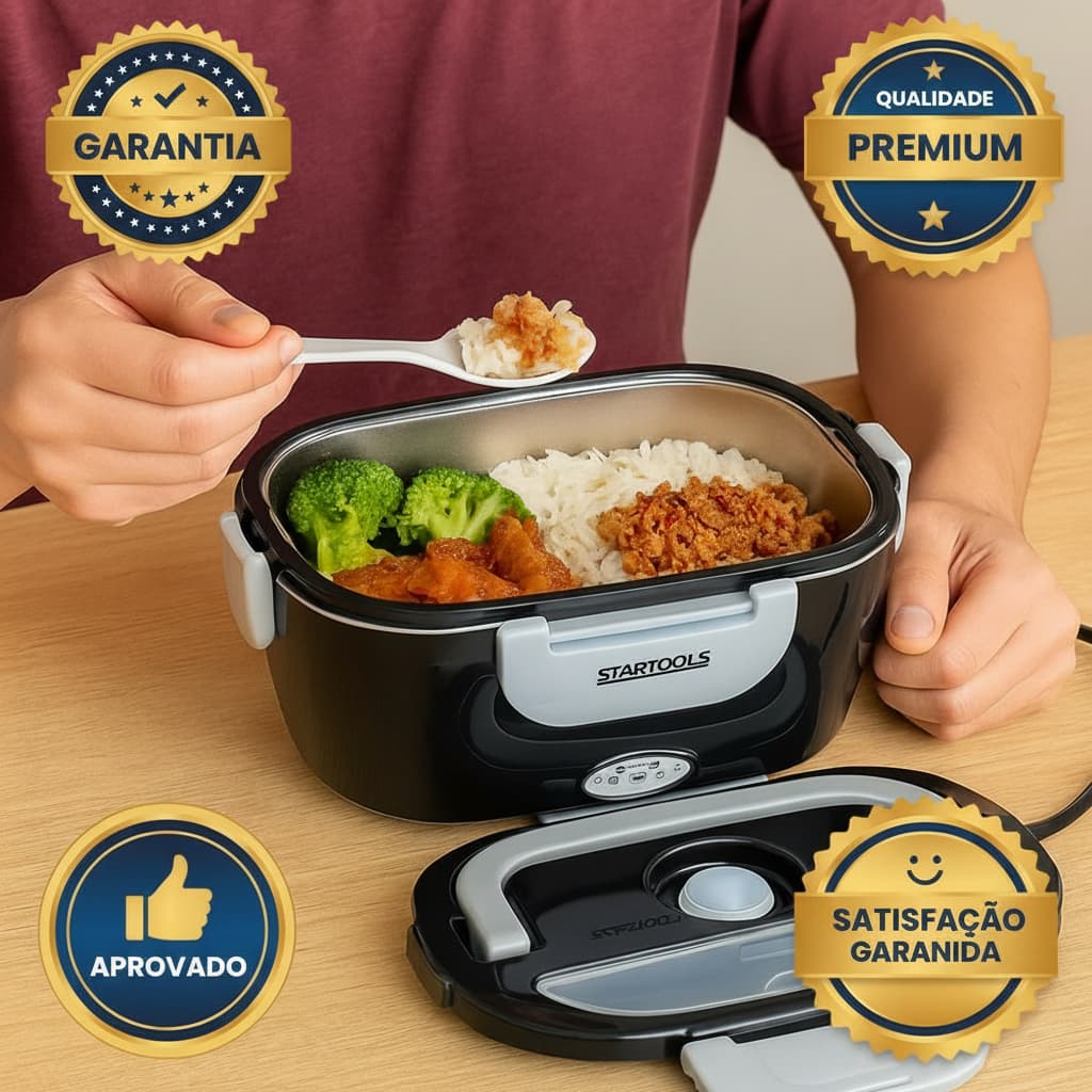 Marmita Elétrica Bivolt Térmica 1.5L  Comida Quente Portátil Refeição Escritório Viagem UBER  99