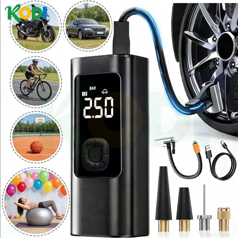 Compressor de Ar Portátil Sem Fio Calibrador Digital com PowerBank 4000mAh Inflador para Pneus Carro Moto Bike Balões-M6