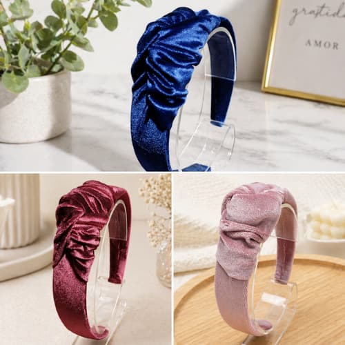 Kit 3 Tiara Nó Turbante de Veludo Feminina Moda Luxo Outono e Inverno