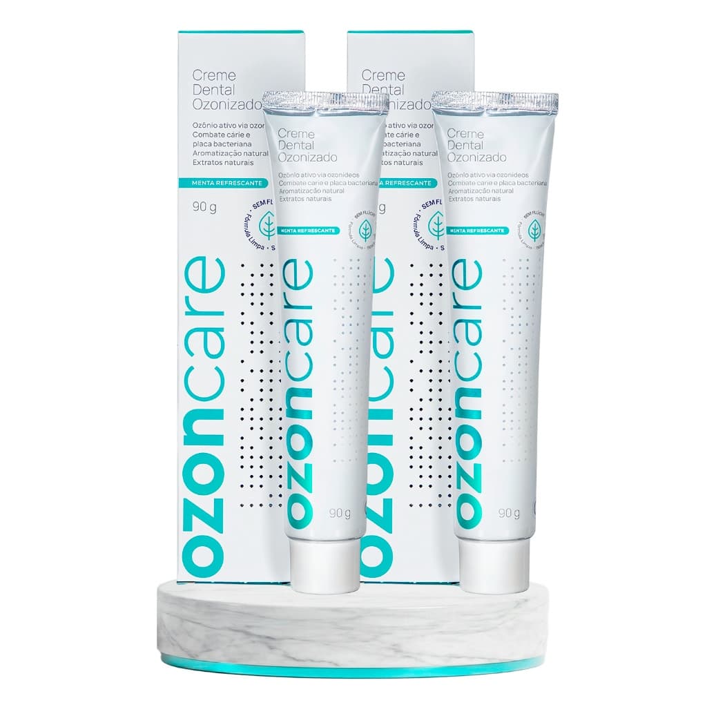 Kit 2 Creme Dental Ozonizado Sem Flúor Parabenos Vegano 90g Higiene Oral Integrada Gengiva Saudável