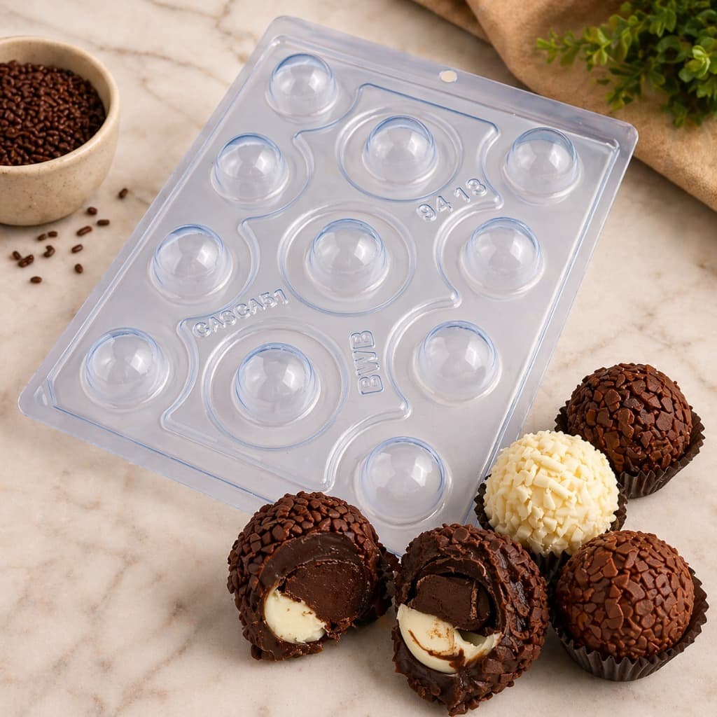 Forma Esfera 30mm  para Chocolate BWB com Silicone 3 partes COD 9418