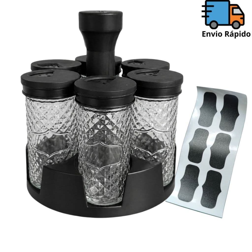 Porta Condimentos Giratório 6 Potes 85ml Organizador de Temperos Cozinha Prático Casa