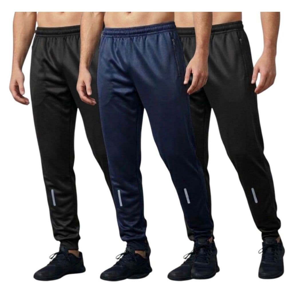 Kit 3 Calças Adulto Jogger  Premium Slim Fit Academia Masculina Adulta com Bolso Zíper Flanelada