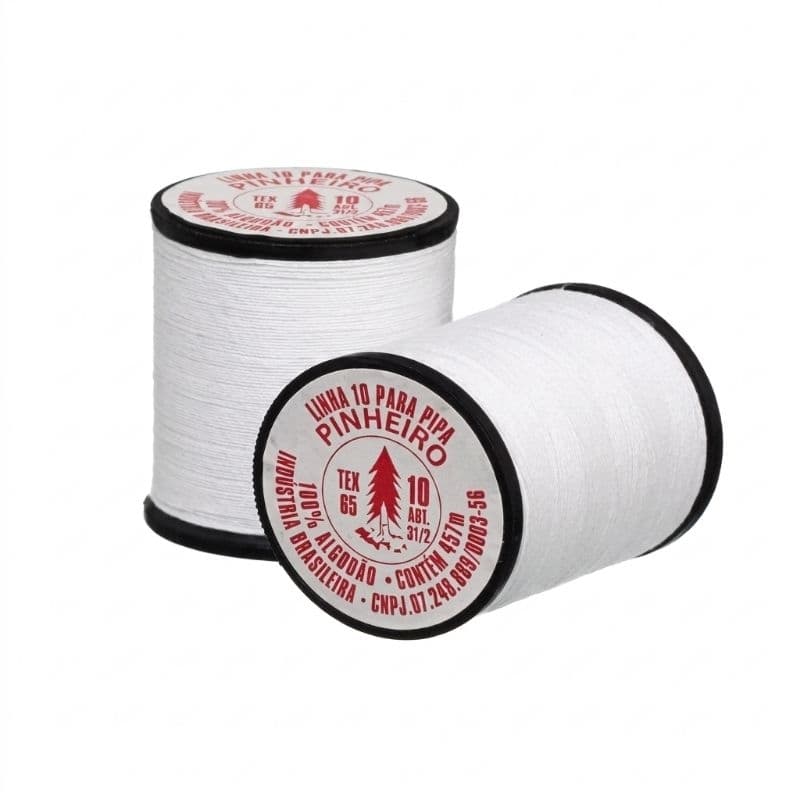 Linha 10 Para Pipa Pinheiro Original 500 Jardas Branca - 100% Algodão Resistente