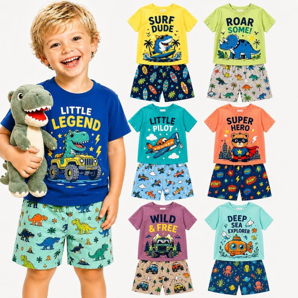 Kit Sortido 2 ou 4 Peças de Roupas Bebê Menino Infantil Verão Conjunto de Bebê Menino Verão Infantil Masculino
