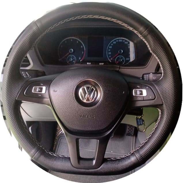 Capa de Volante Costurada Polo / Gol G7 / T- Cross Preta