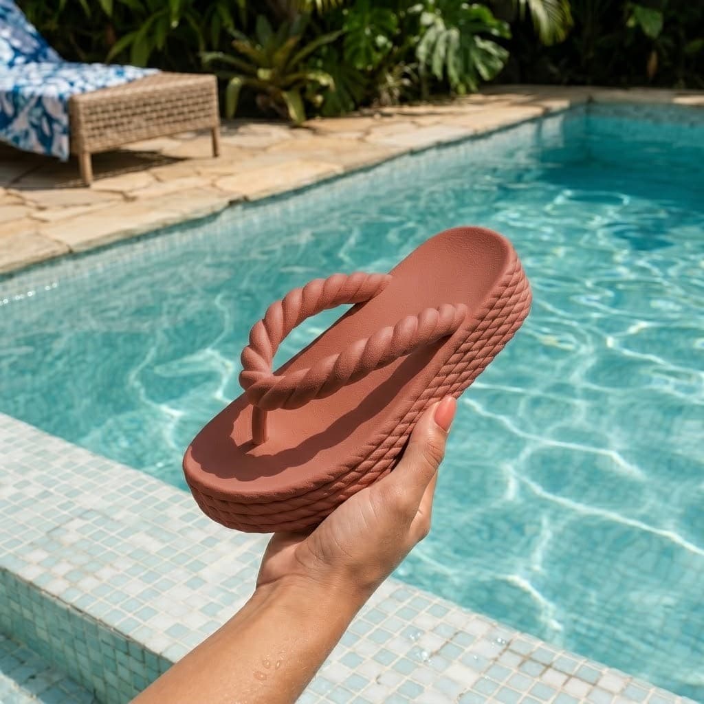 Sandália Chinelo Flatform Feminino Textura Corda Naval Boho Chic Moda Lançamento