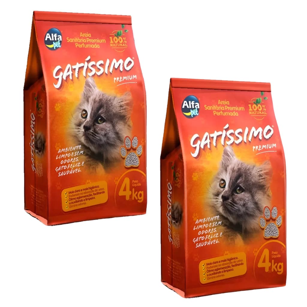 Kit 2 Areia Higiênica De Gato Perfumada Gatíssimo 4kg Premium
