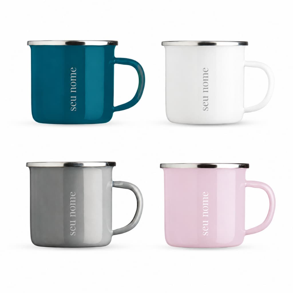 Caneca Inox Personalizada 370ml Resistente Para Café E Chá - Nome, Logo, Bebida, Resistente, Inoxidável, Leve