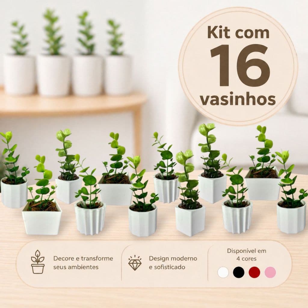 Kit Com 16 Vasos Decorativos Pequenos Para Sala Banheiro