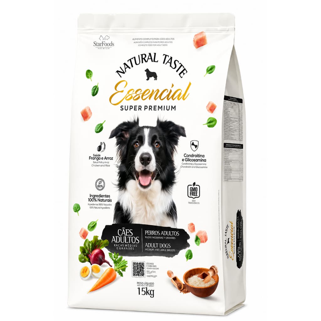 Ração Cachorro Dog Star Natural Taste Essencial Adulto 15kg