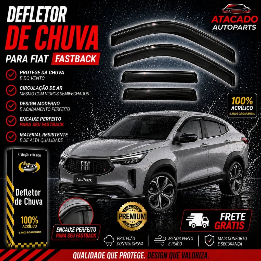 Calha Defletor Chuva Fiat Fastback 2022 A 2026 Fast Back Ecoflex Original Fume