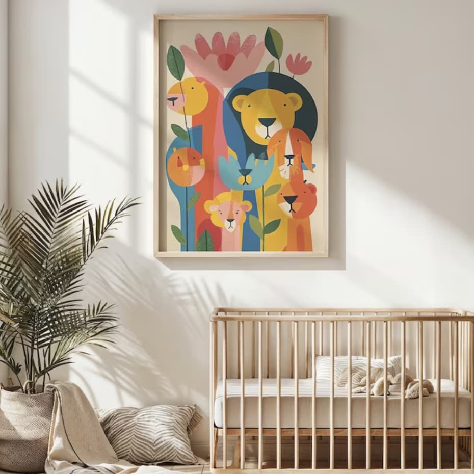 Quadro Decorativo Animais Fofos Infantil 80x110cm Decoração de Parede Hall Luxo Sala Quarto MDF