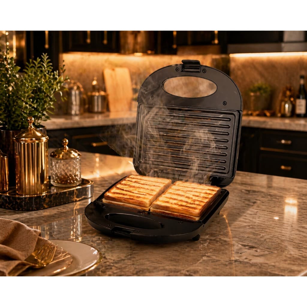 Sanduicheira Grill Elétrica 2 Em 1 Antiaderente Prensa Dupla 750W 127/220V Startools Preta