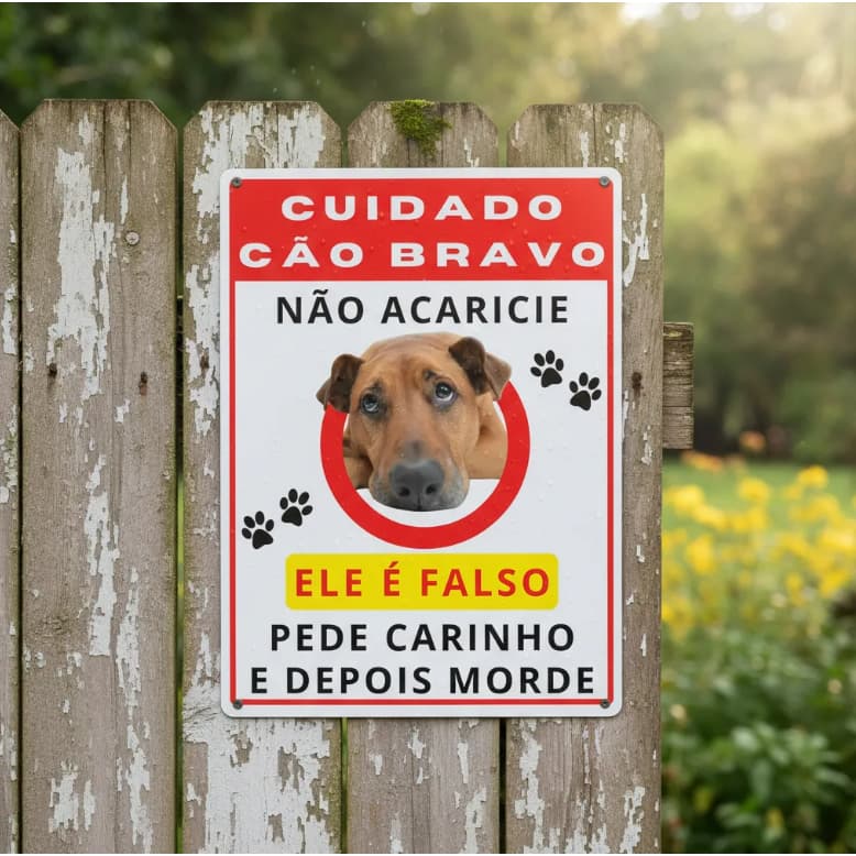 Kit 3 Placa De Sinalização Aviso Cuidado Cão Cachorro Bravo Morde