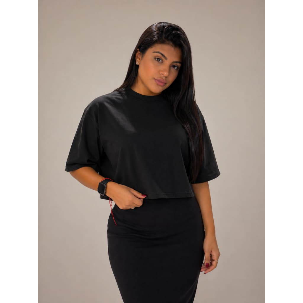 Blusa Cropped Básico OverSized 100% Algodão Liso