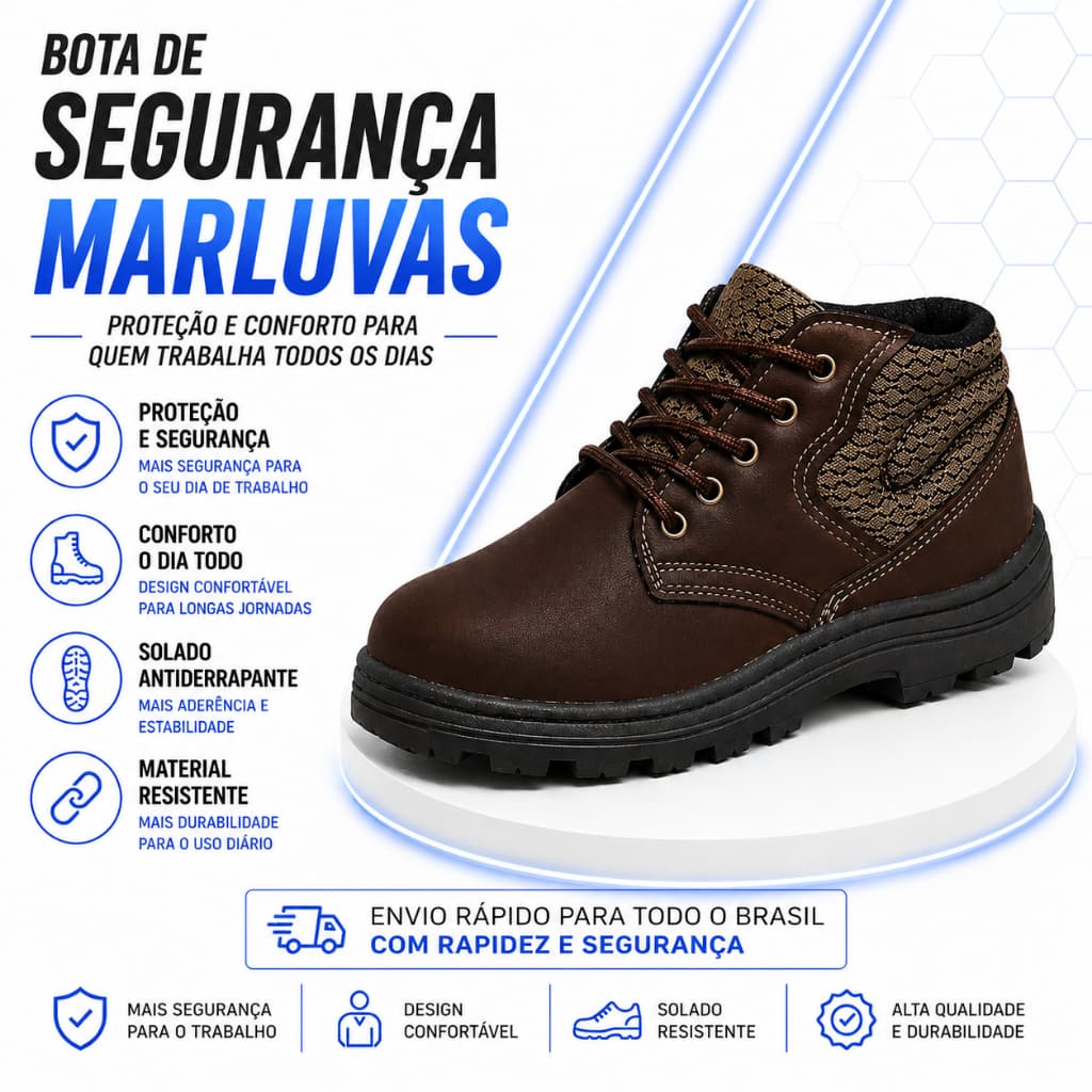 Botina Segurança Bota Marluvas 50b26 Bico Pvc Nobuck Obras Epi CA 45611