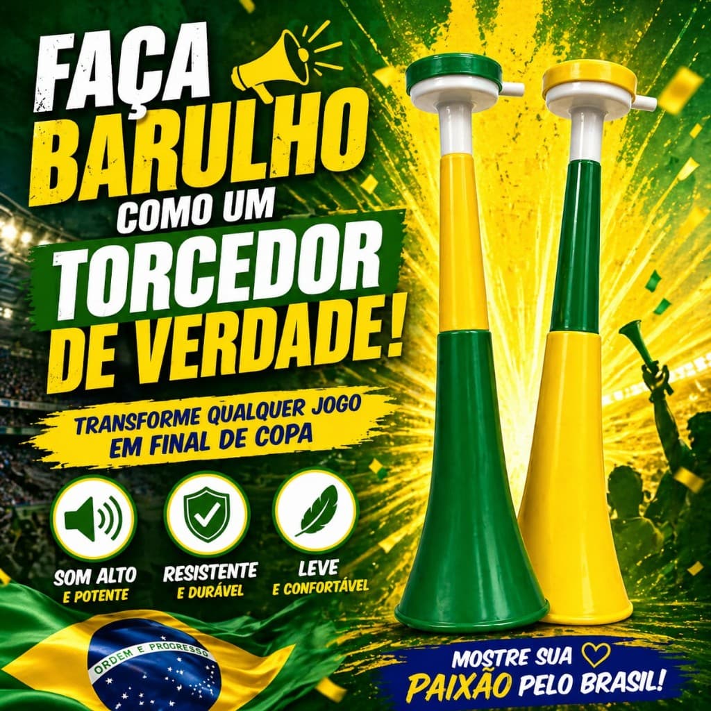 Corneta Brasil Barulhenta Copa do Mundo Vuvuzela Torcedor Seleção Brasileira Verde Amarela Festa
