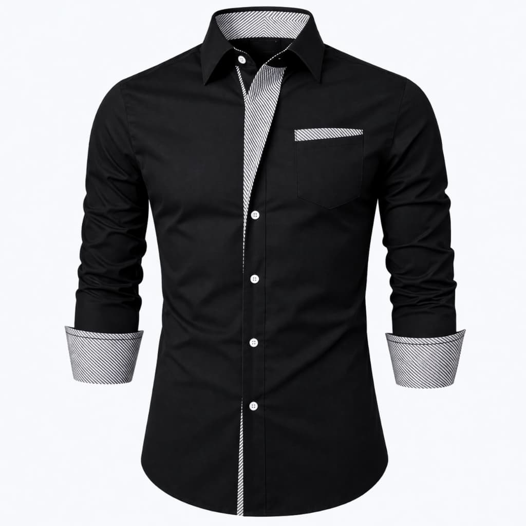 Camisa Social Masculina Manga Longa Slim Gravatinha Com Algodão Premium Moda Elegância